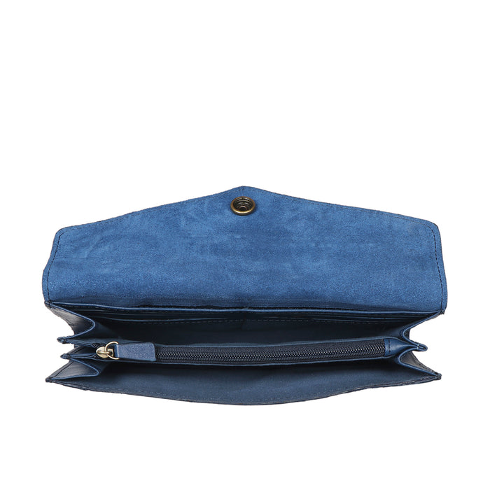 Cupertino W1 Blue Leather Clutch Wallet