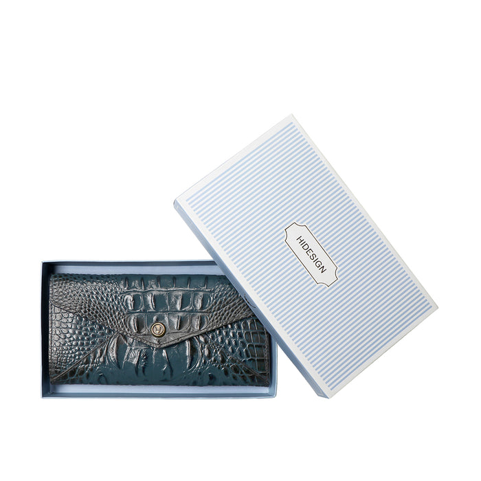 Cupertino W1 Blue Leather Clutch Wallet