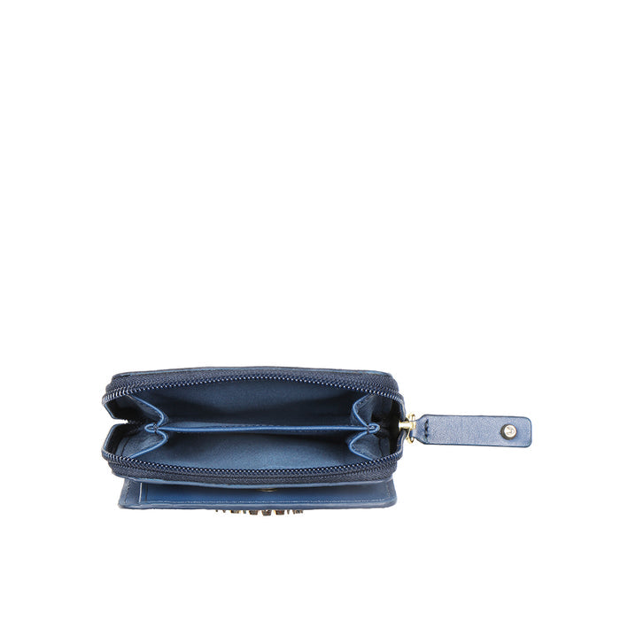 Cupertino W2 Blue Leather Bi-Fold Wallet