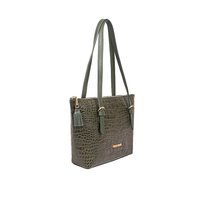 Cusco 01 Green Leather Tote Bag