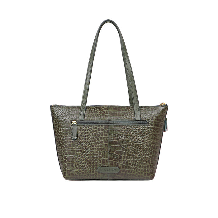 Cusco 01 Green Leather Tote Bag