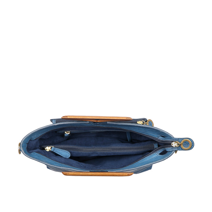 Daishi 02 Blue Leather Shoulder Bag
