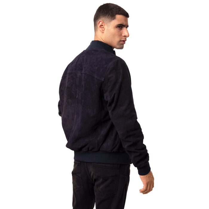 Depp 01 Men's Blue Bomber Style Leather Jacket