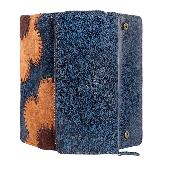 Diana W2 Blue Leather Trifold Wallet