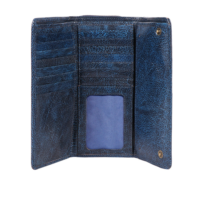 Diana W2 Blue Leather Trifold Wallet