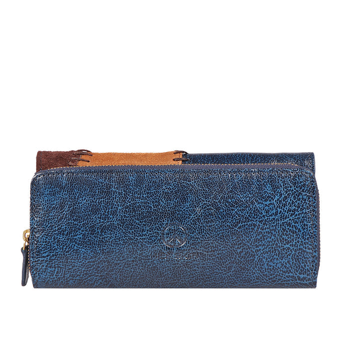 Diana W2 Blue Leather Trifold Wallet