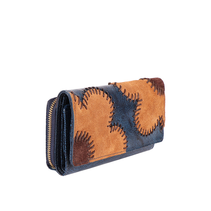 Diana W2 Blue Leather Trifold Wallet