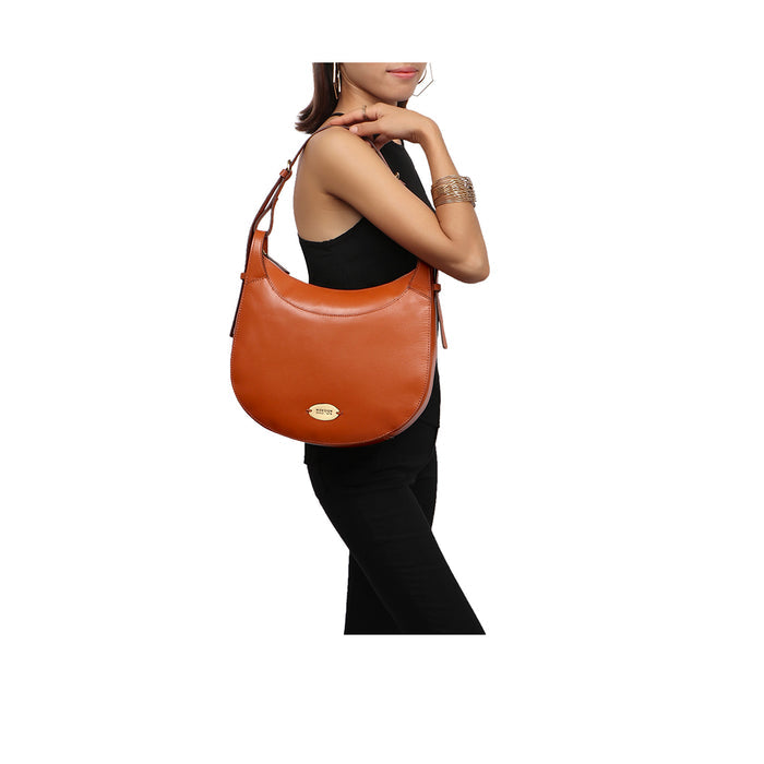 Dinah 02 Orange Leather Shoulder Bag