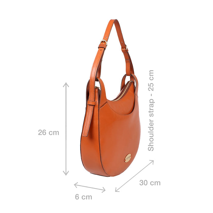Dinah 02 Orange Leather Shoulder Bag
