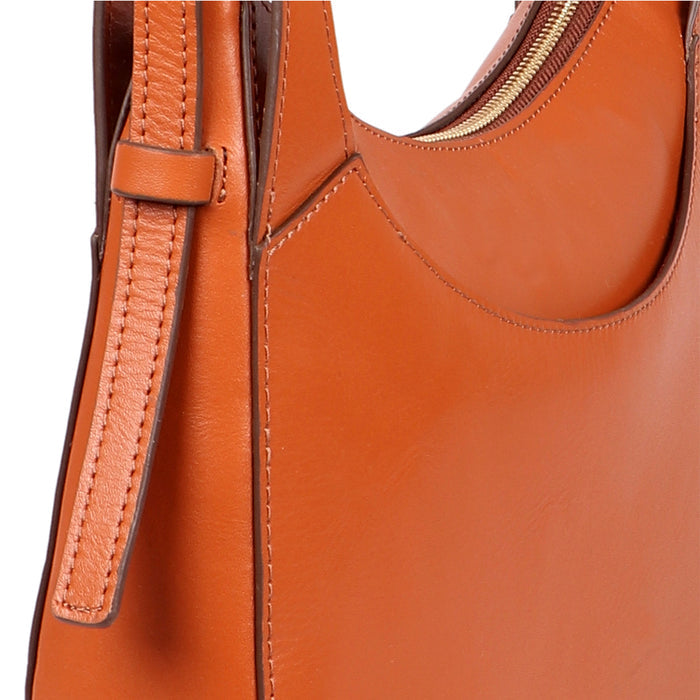 Dinah 02 Orange Leather Shoulder Bag