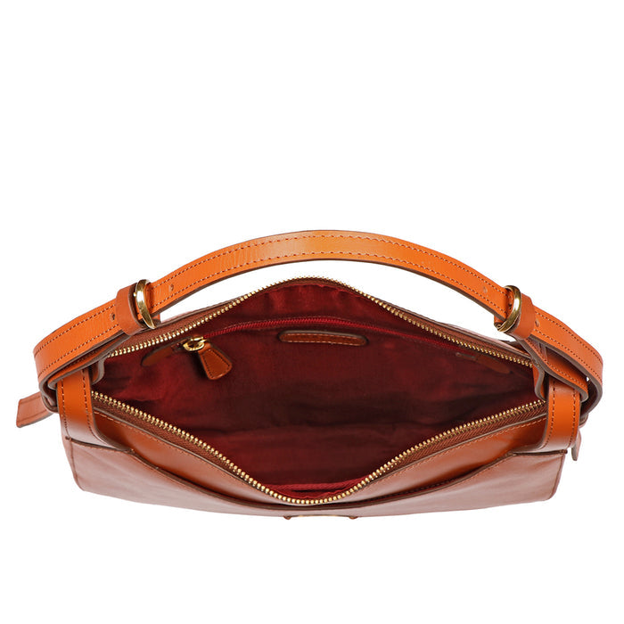 Dinah 02 Orange Leather Shoulder Bag