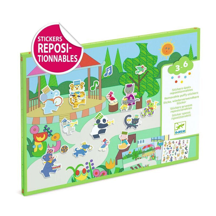 Djeco - Fanfare 30pcReusable Puffy Stickers