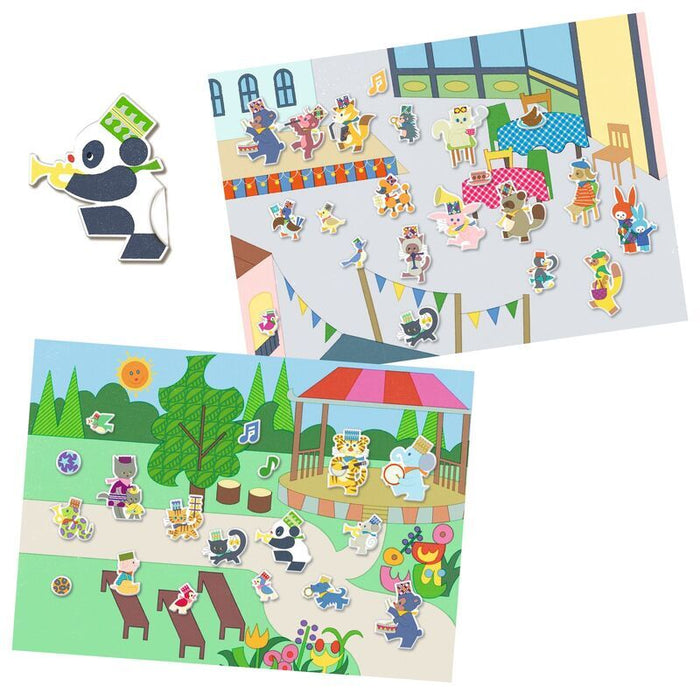 Djeco - Fanfare 30pcReusable Puffy Stickers