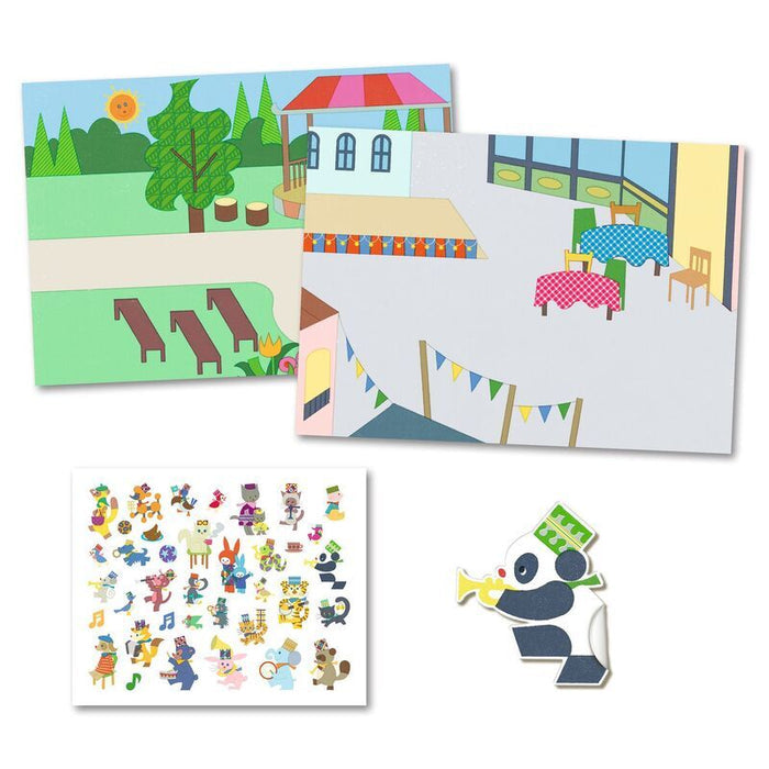 Djeco - Fanfare 30pcReusable Puffy Stickers