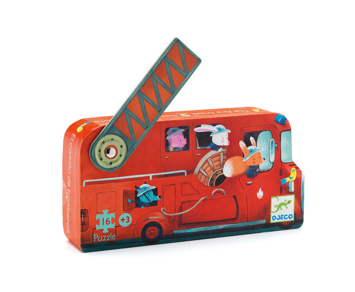 Djeco 20 - Puzzle Silhouette The Fire Truck 16pc