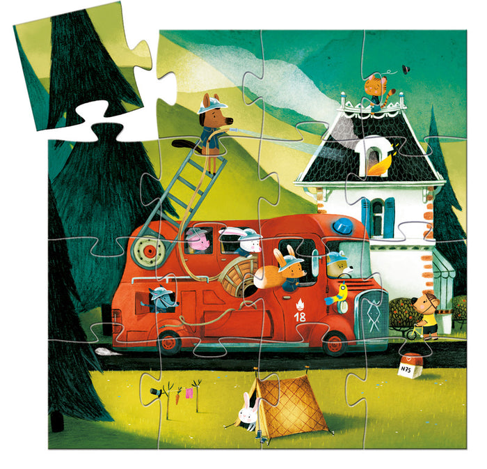 Djeco 20 - Puzzle Silhouette The Fire Truck 16pc
