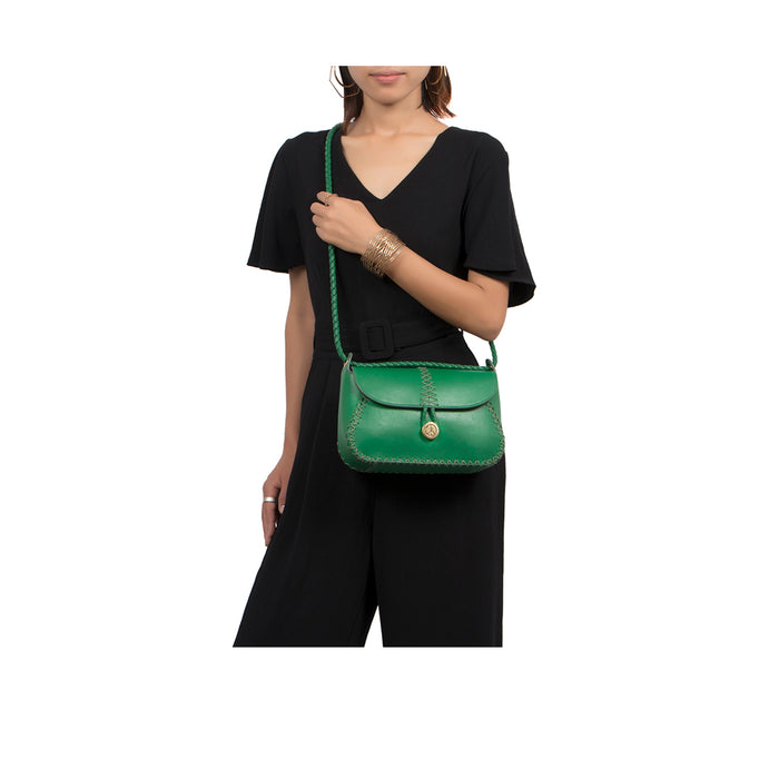 Donna 01 Green Leather Shoulder Bag