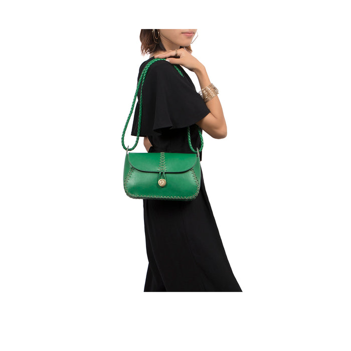 Donna 01 Green Leather Shoulder Bag