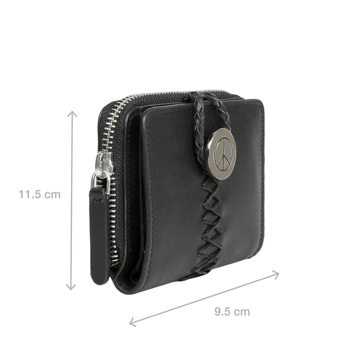 Donna W2 Black Leather Trifold Wallet