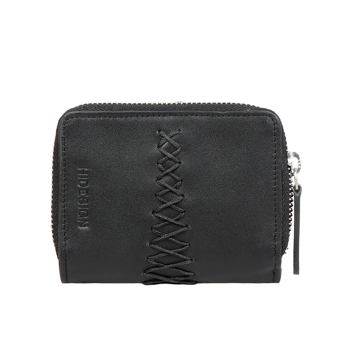 Donna W2 Black Leather Trifold Wallet