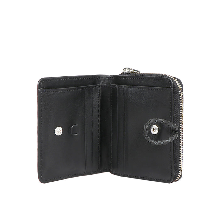 Donna W2 Black Leather Trifold Wallet