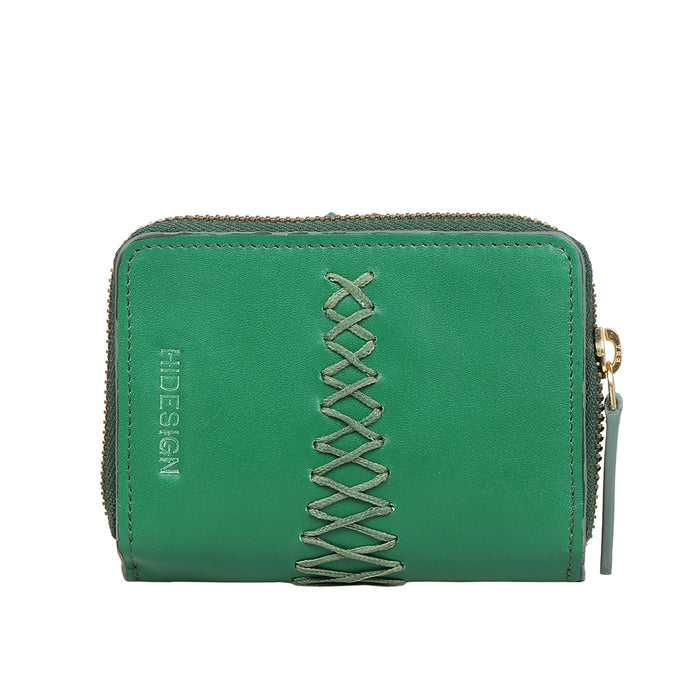 Donna W2 Green Leather Trifold Wallet