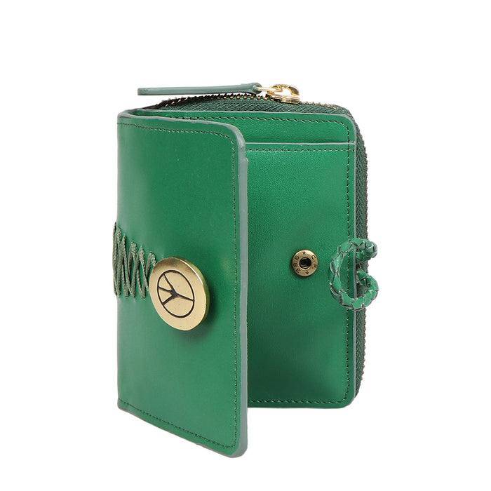 Donna W2 Green Leather Trifold Wallet