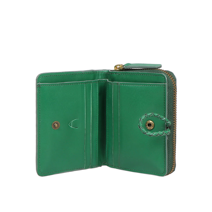 Donna W2 Green Leather Trifold Wallet