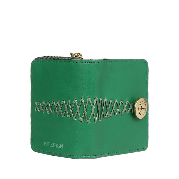Donna W2 Green Leather Trifold Wallet