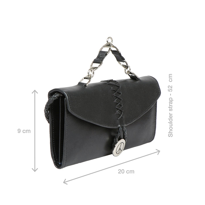 Donna W3 Black Leather Sling Wallet
