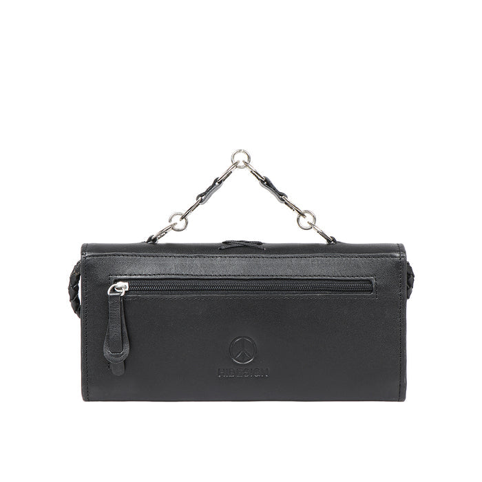 Donna W3 Black Leather Sling Wallet