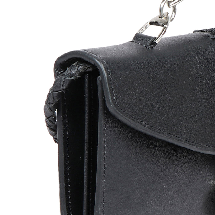Donna W3 Black Leather Sling Wallet