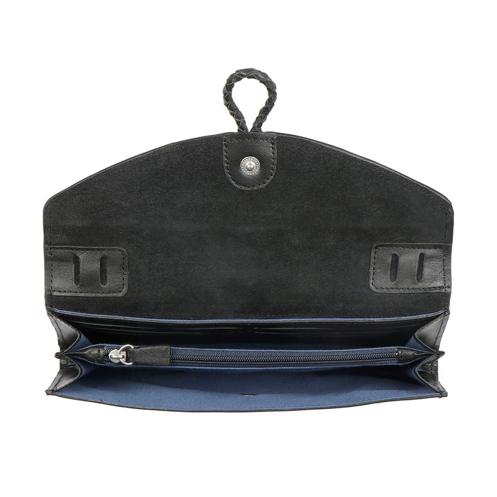 Donna W3 Black Leather Sling Wallet