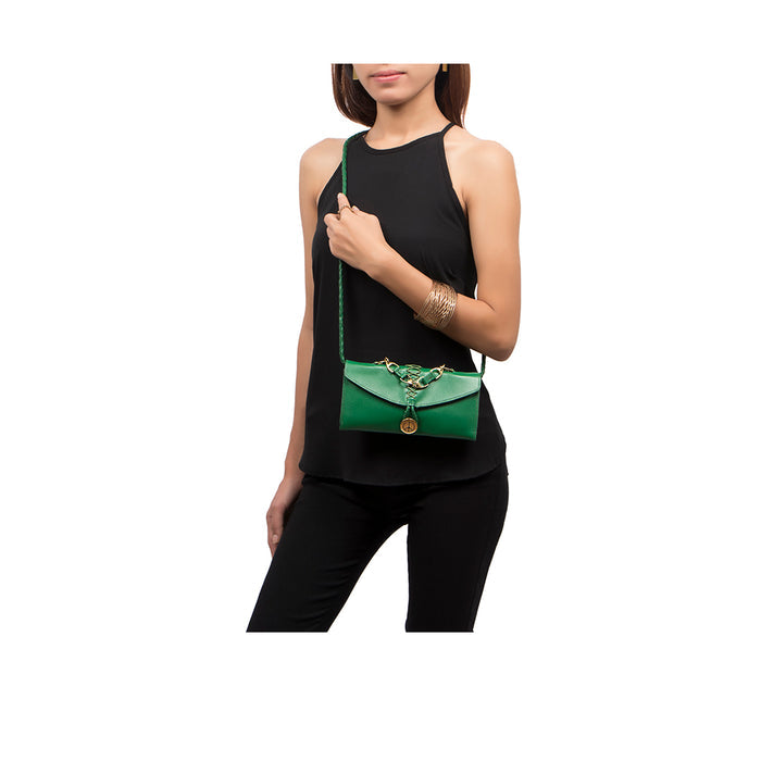 Donna W3 Green Leather Sling Wallet