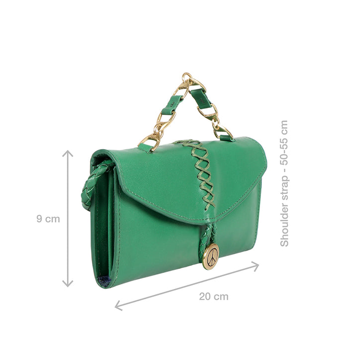 Donna W3 Green Leather Sling Wallet