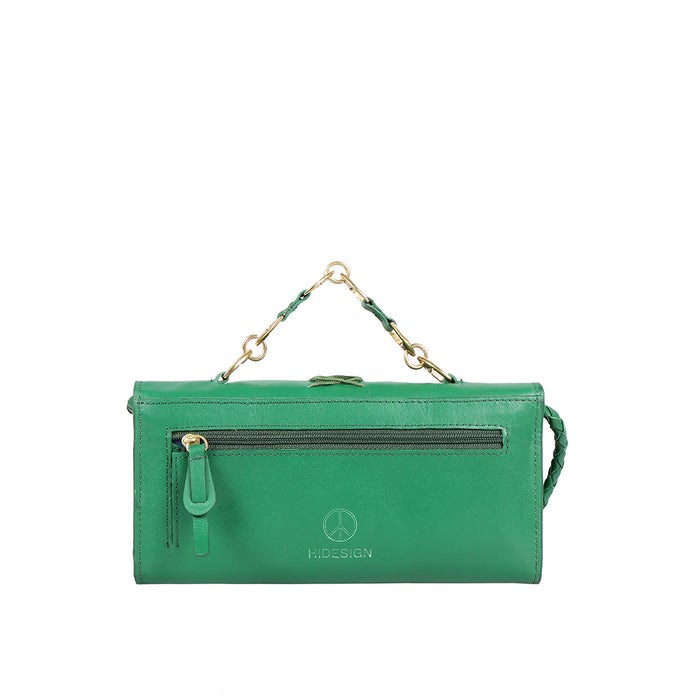 Donna W3 Green Leather Sling Wallet