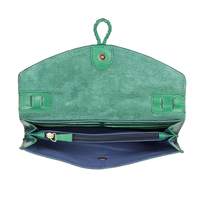 Donna W3 Green Leather Sling Wallet