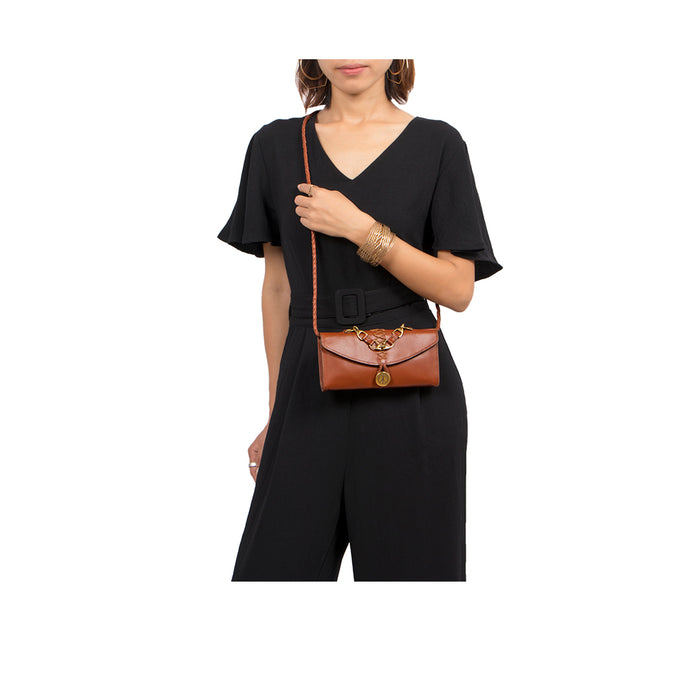 Donna W3 Tan Leather Sling Wallet