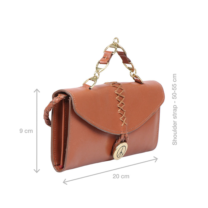 Donna W3 Tan Leather Sling Wallet