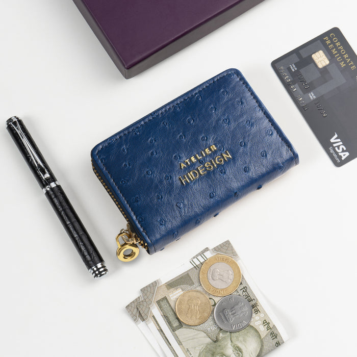 Dori Blue Leather Card Holder