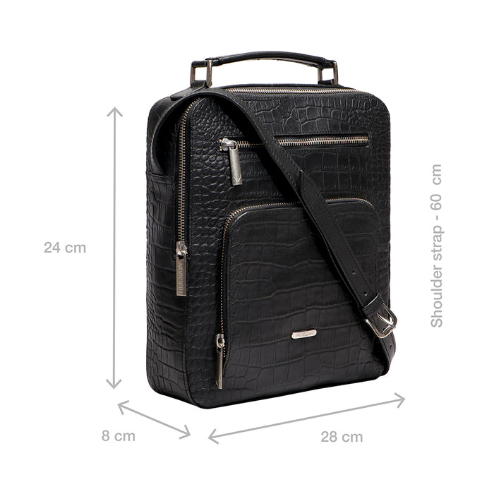 Draper 02 Black Leather  Crossbody