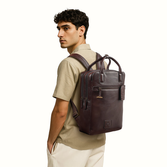 Duke 01 Brown Leather  Backpack