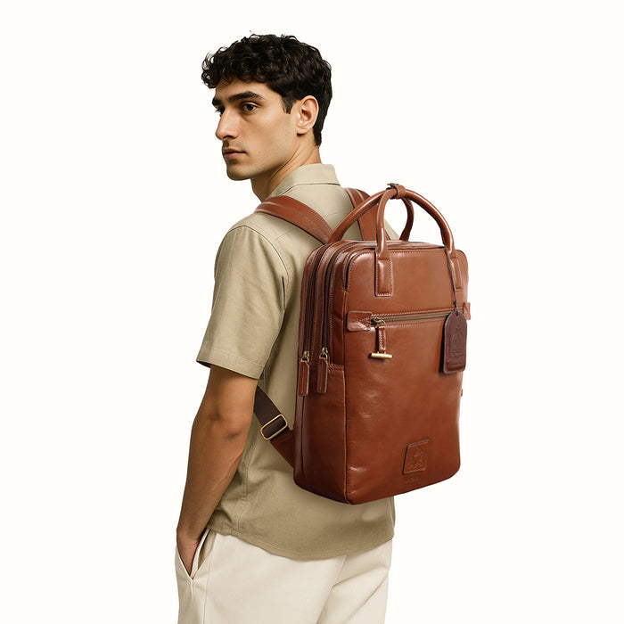 Duke 01 Tan Leather  Backpack