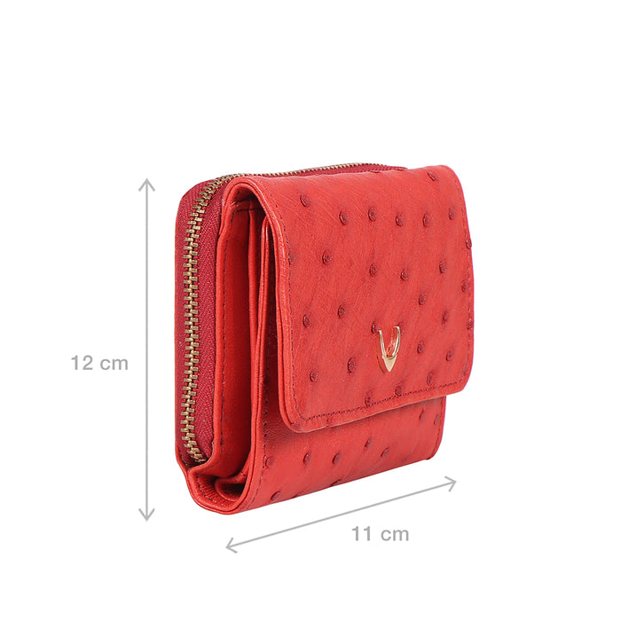 Eda W2 Red Leather Trifold Wallet