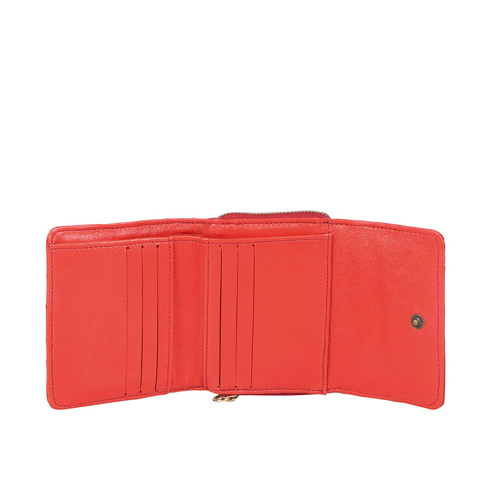 Eda W2 Red Leather Trifold Wallet