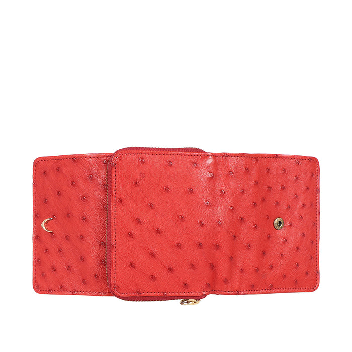 Eda W2 Red Leather Trifold Wallet