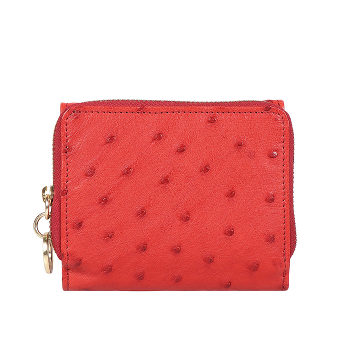 Eda W2 Red Leather Trifold Wallet