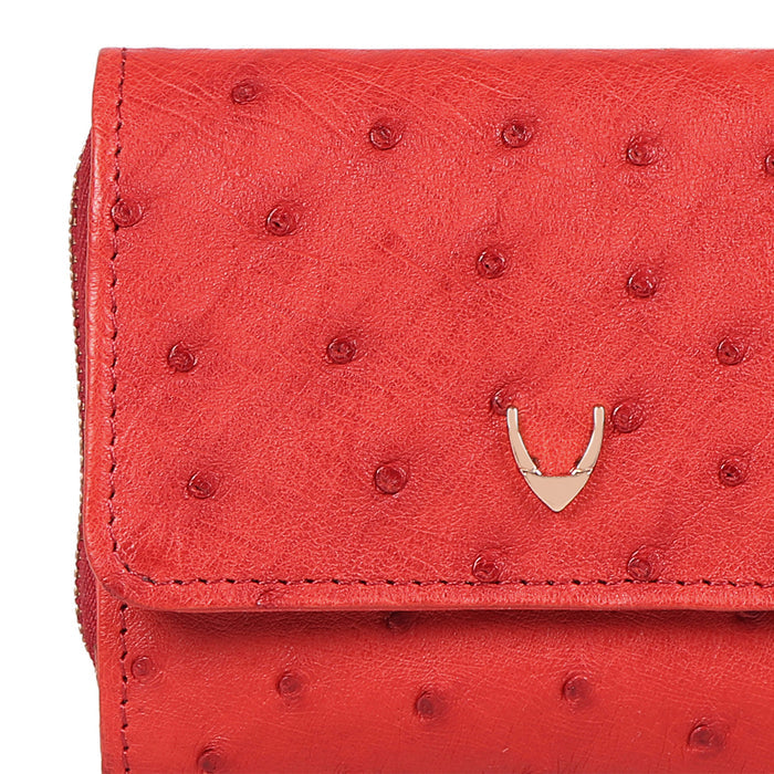 Eda W2 Red Leather Trifold Wallet