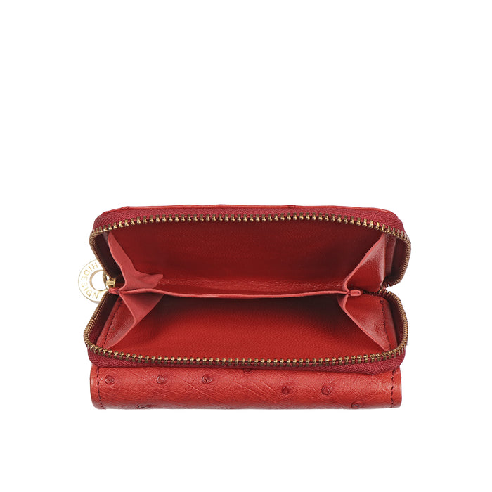 Eda W2 Red Leather Trifold Wallet