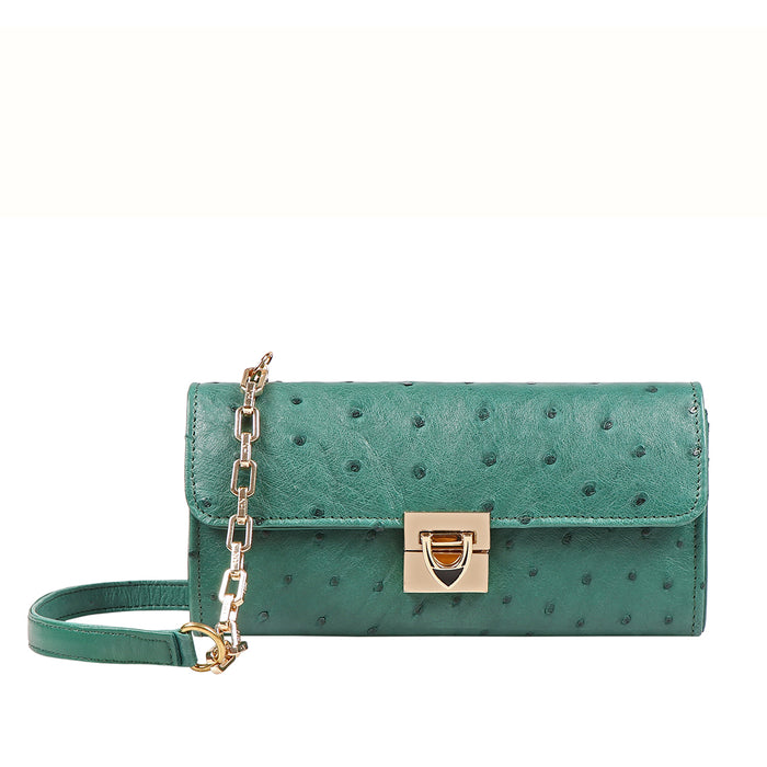 Eda W3 Green Leather Sling Wallet